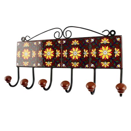 Yellow Sunflower Ceramic Tile Hook